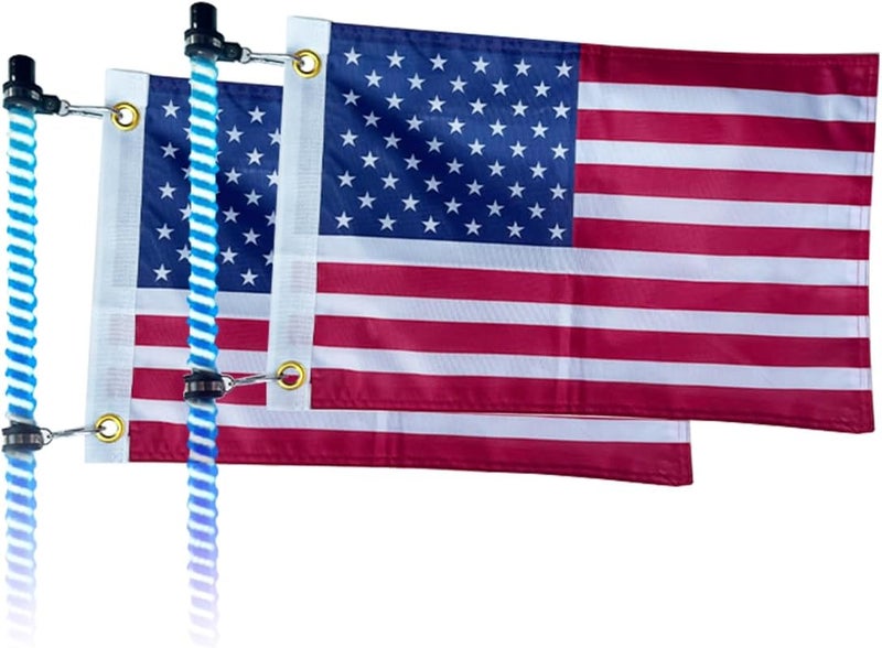 cezelux 2 Pack American Flags, Offroad Flags for Whip Lights or Antenna Flag Poles, 12" x 18" Double Sided Whip Lights Accessories, America Whips Flags for UTV ATV Can-Am Polaris RZR SXS Boats Ulti Offroad (American Flag 2 Pack) - Image 1